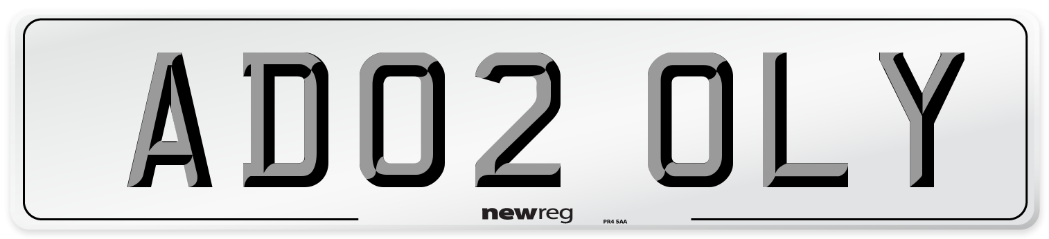 AD02 OLY Number Plate from New Reg